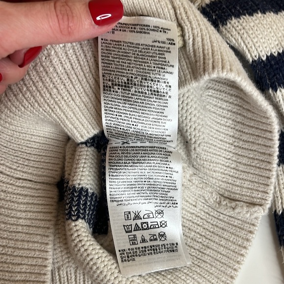 Baby Gap Shawl Collar Striped Cardigan Toddler 3 years blue Organic Cotton - Picture 7 of 12